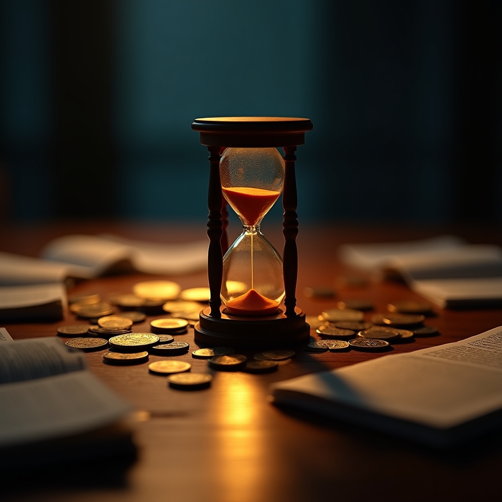 Abstract visualization of financial decision pressure with warm light